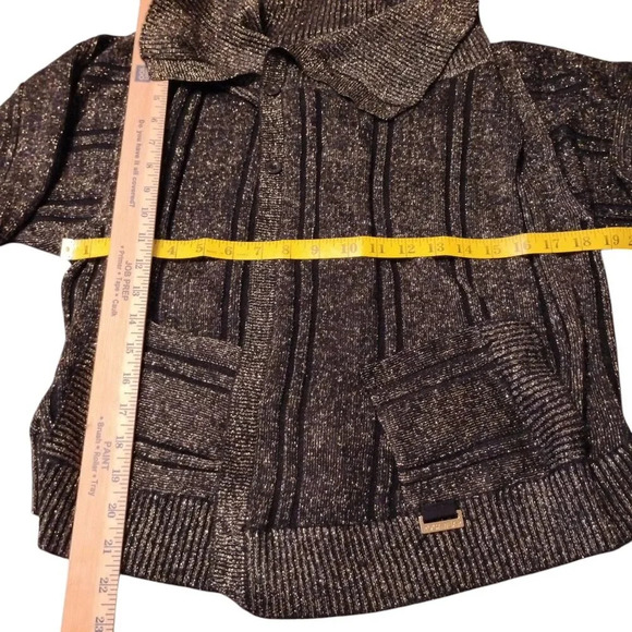 Rocawear Vintage Black and Gold Shimmer Cardican, Small - Picture 3 of 12